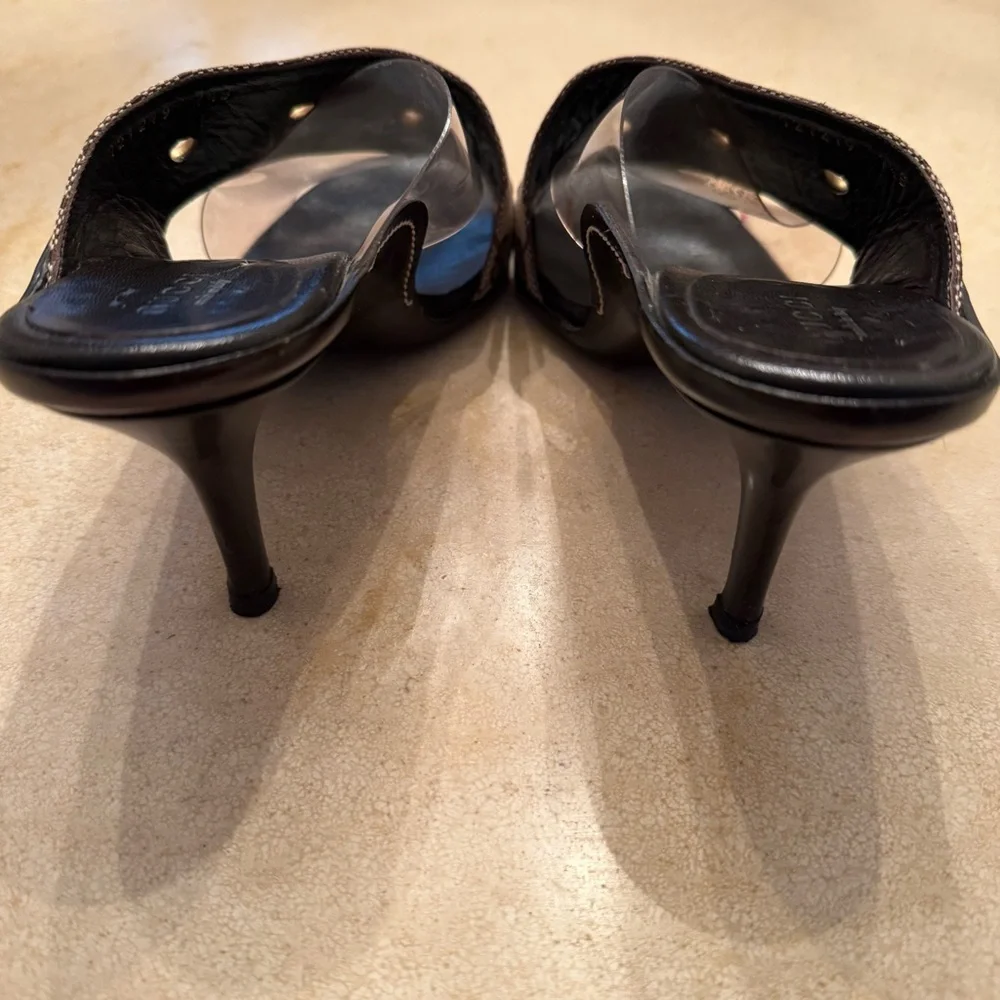 Gucci Black and Brown Mules with Gold Accents - Picture 4 of 6